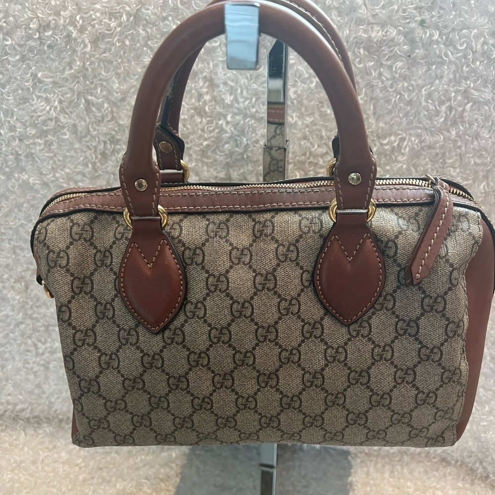 Gucci GG Supreme Canvas and Leather Boston Bag